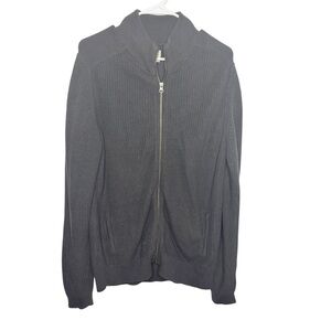 Pact Sweater Men medium Charcoal Heather Double Knit Modern Zip Organic